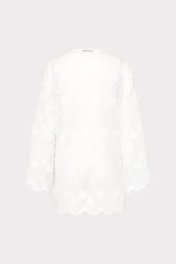 MILLY Cover-Ups-Viara 3D Floral Embroidery Coverup Dress White