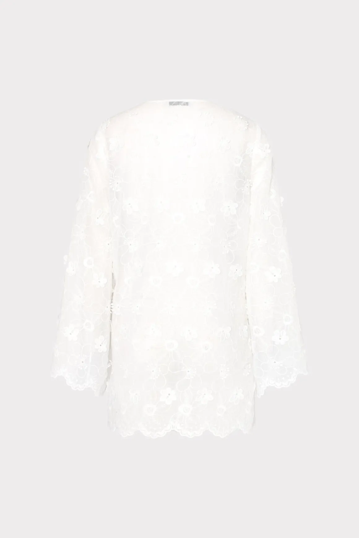 MILLY Cover-Ups-Viara 3D Floral Embroidery Coverup Dress White