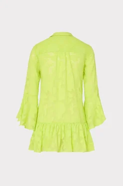 MILLY Cover-Ups-Vierra Burnout Coverup Dress Neon Yellow