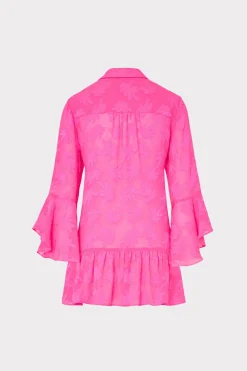 MILLY Cover-Ups-Vierra Burnout Coverup Dress Hot Pink