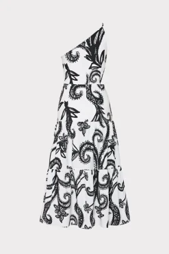 MILLY Guest Of Dresses-Vintage Vine Poplin Dress Black/White