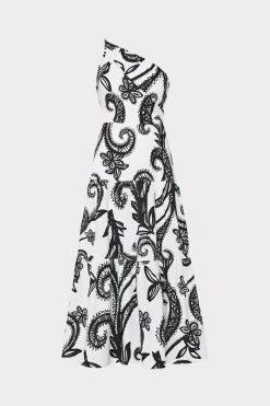 MILLY Little Black Dresses-Vintage Vine Poplin Dress Black/White