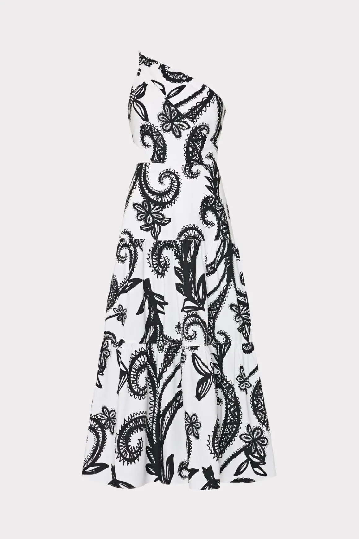 MILLY Little Black Dresses-Vintage Vine Poplin Dress Black/White