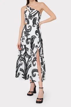 MILLY Sundresses-Vintage Vine Poplin Dress Black/White