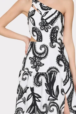 MILLY Sundresses-Vintage Vine Poplin Dress Black/White