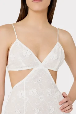 MILLY Jumpsuits & Rompers-Vivianne 3D Floral Cotton Eyelet Dress White