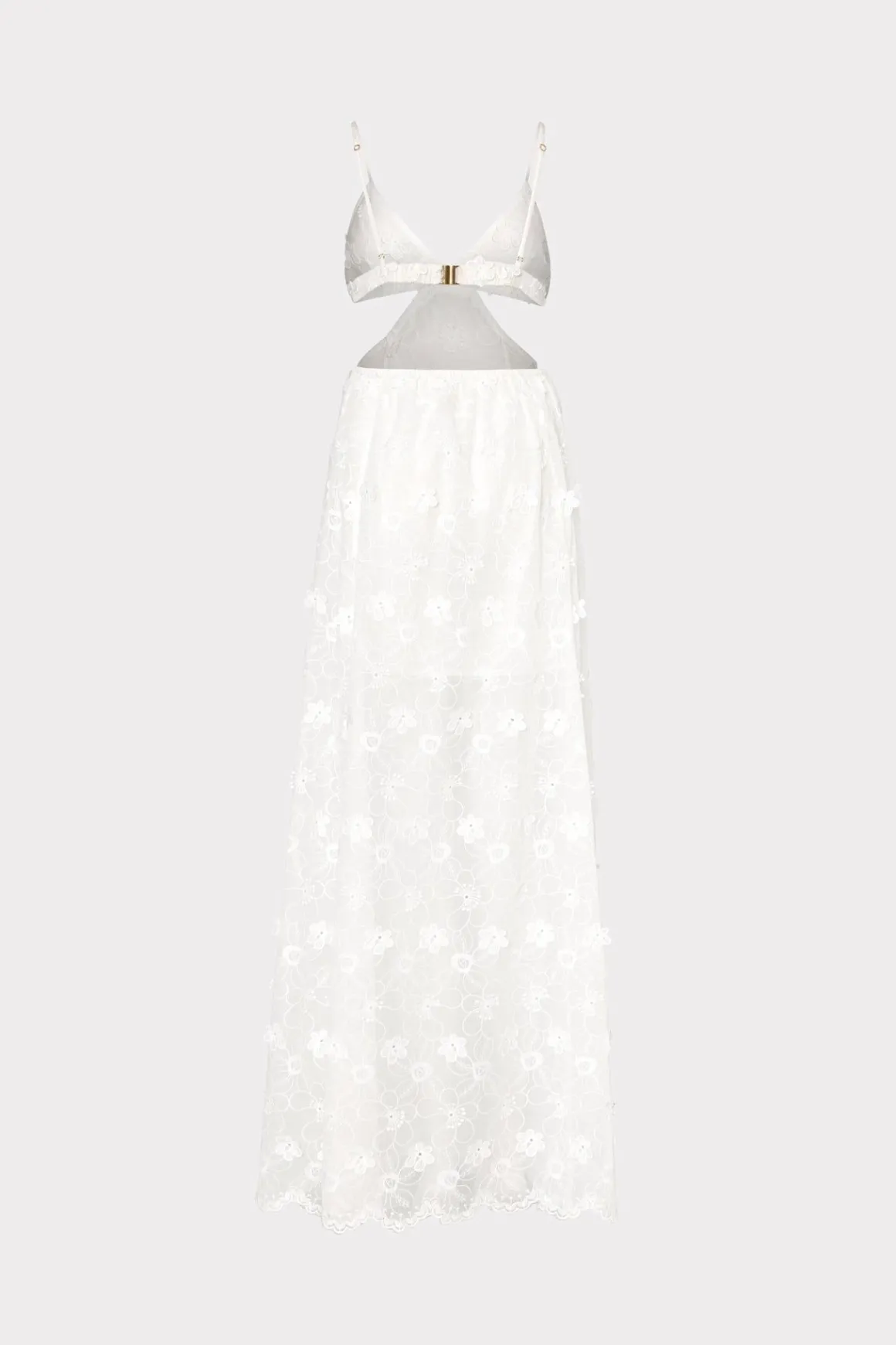 MILLY Jumpsuits & Rompers-Vivianne 3D Floral Cotton Eyelet Dress White