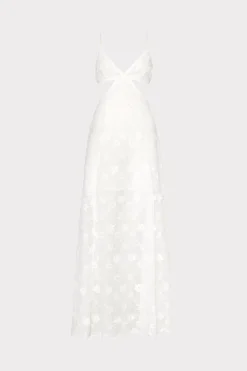 MILLY Cover-Ups-Vivianne 3D Floral Cotton Eyelet Dress White