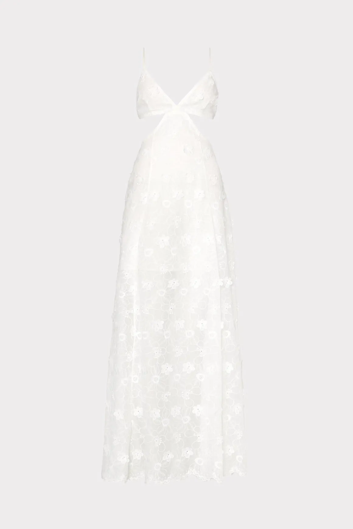 MILLY Cover-Ups-Vivianne 3D Floral Cotton Eyelet Dress White