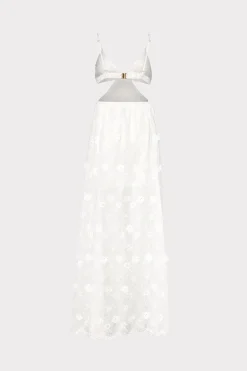 MILLY Cover-Ups-Vivianne 3D Floral Cotton Eyelet Dress White