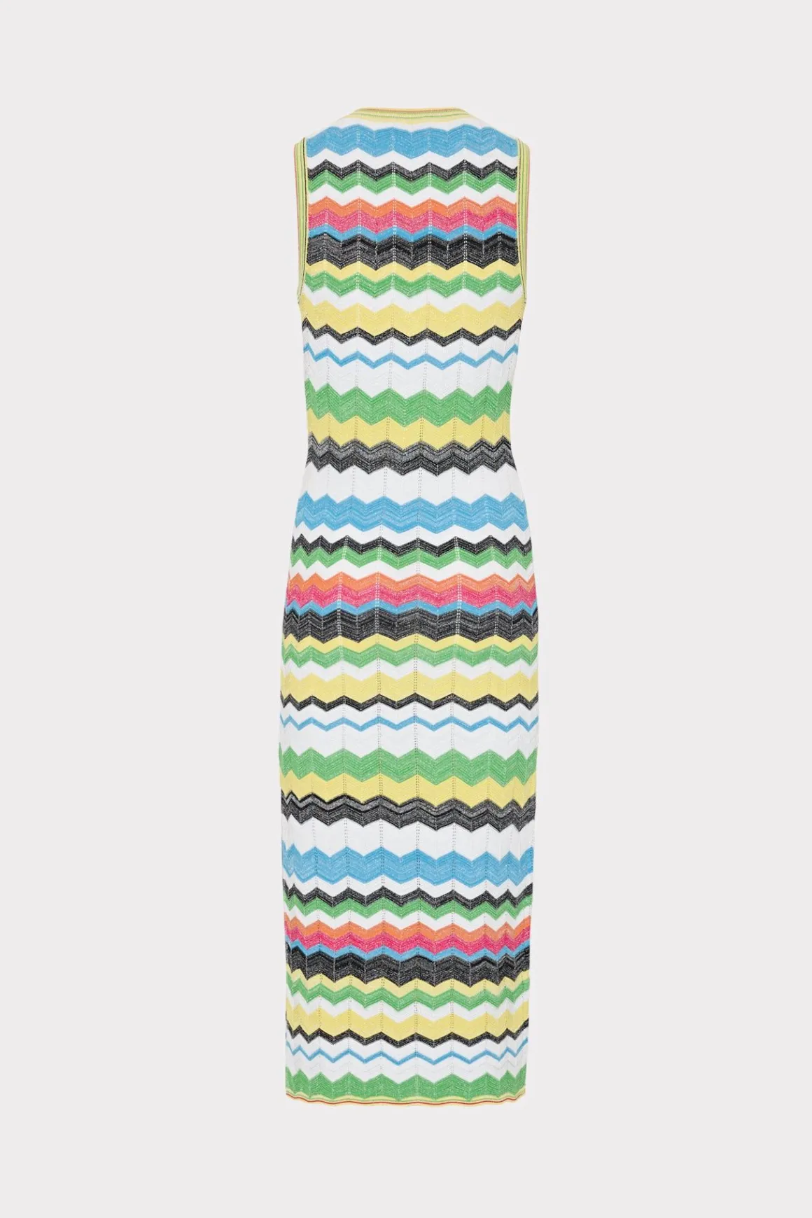 MILLY Sweaters & Knits-V-Neck Zig Zag Midi Dress Yellow Multi