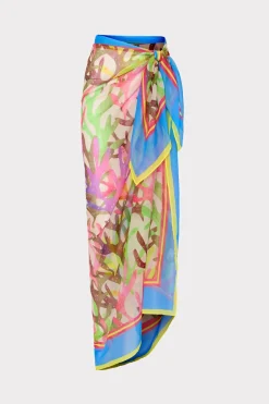 MILLY Jumpsuits & Rompers-Watercolor Caribbean Coral Chiffon Sarong Green Multi