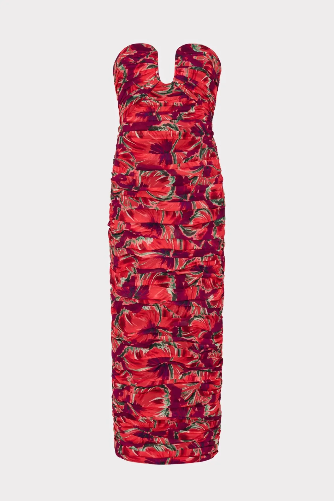 MILLY Cocktail Dresses-Windmill Floral Chiffon Dress Red Multi