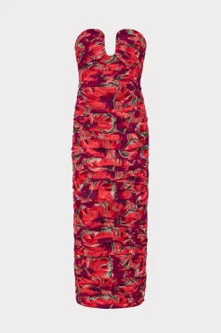 MILLY Jumpsuits & Rompers-Windmill Floral Chiffon Dress Red Multi