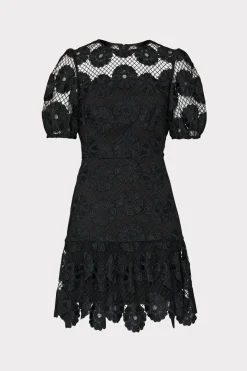 MILLY Mini Dresses-Yasmin Daisy Lace Dress Black