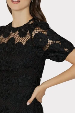 MILLY Mini Dresses-Yasmin Daisy Lace Dress Black