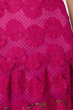 MILLY Mini Dresses-Yasmin Daisy Lace Dress Milly Pink
