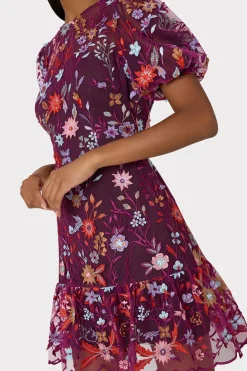 MILLY Mini Dresses-Yasmin Tropical Garden Embroidered Dress Multi