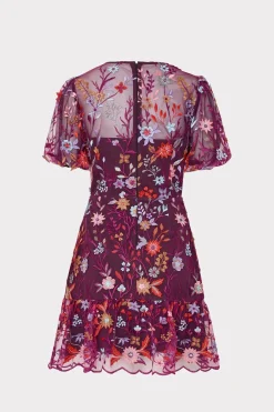 MILLY Mini Dresses-Yasmin Tropical Garden Embroidered Dress Multi