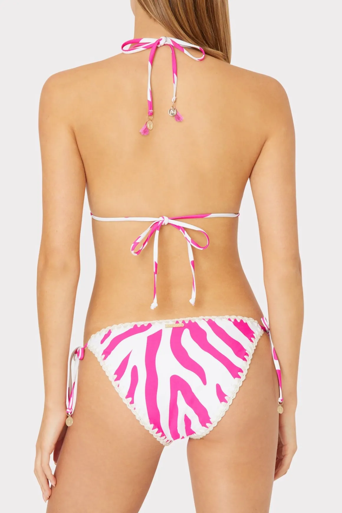 MILLY Jumpsuits & Rompers-Zebra Bikini Bottom Milly Pink/Ecru