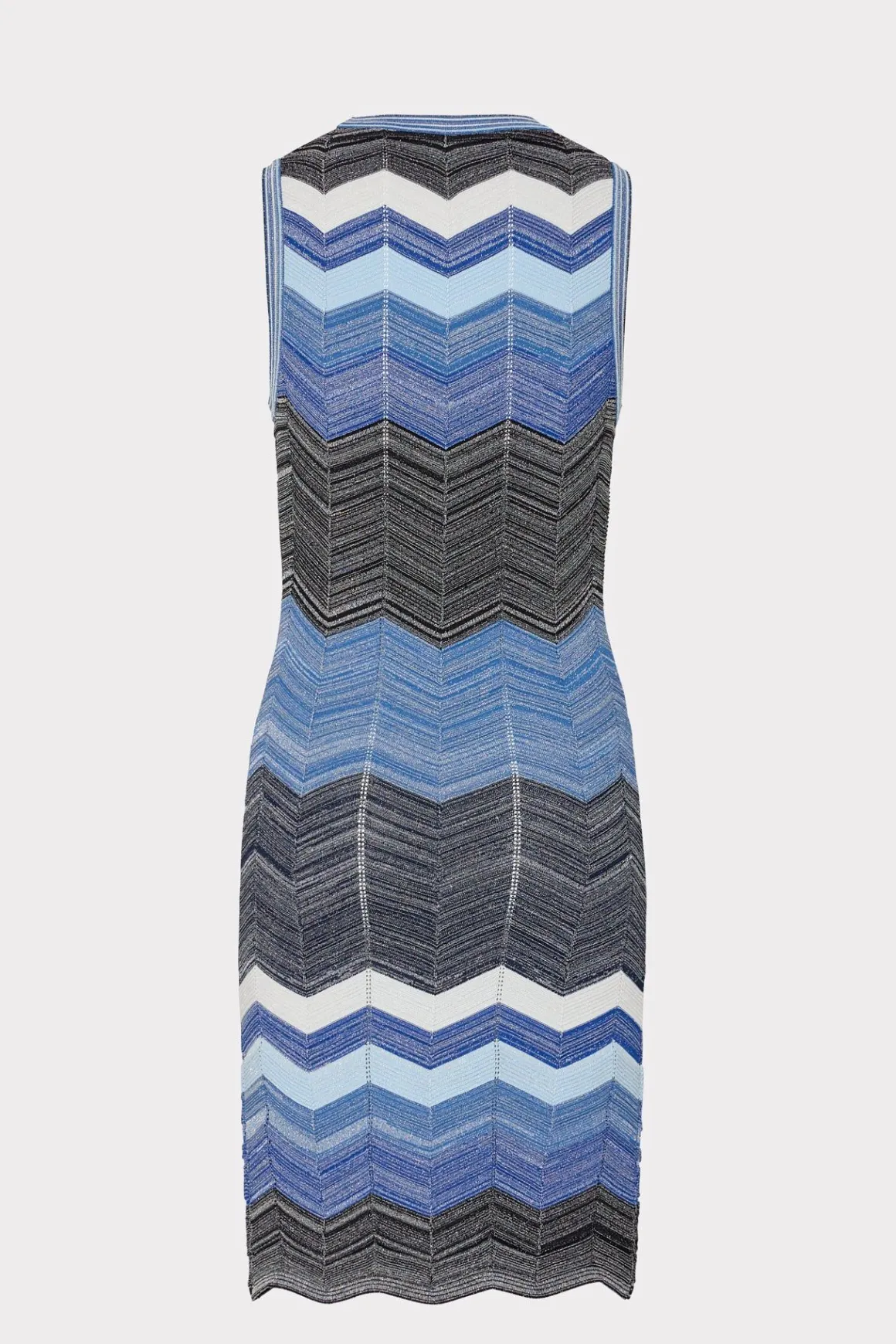 MILLY Mini Dresses-Zig Zag Knit Mini Dress Navy Multi