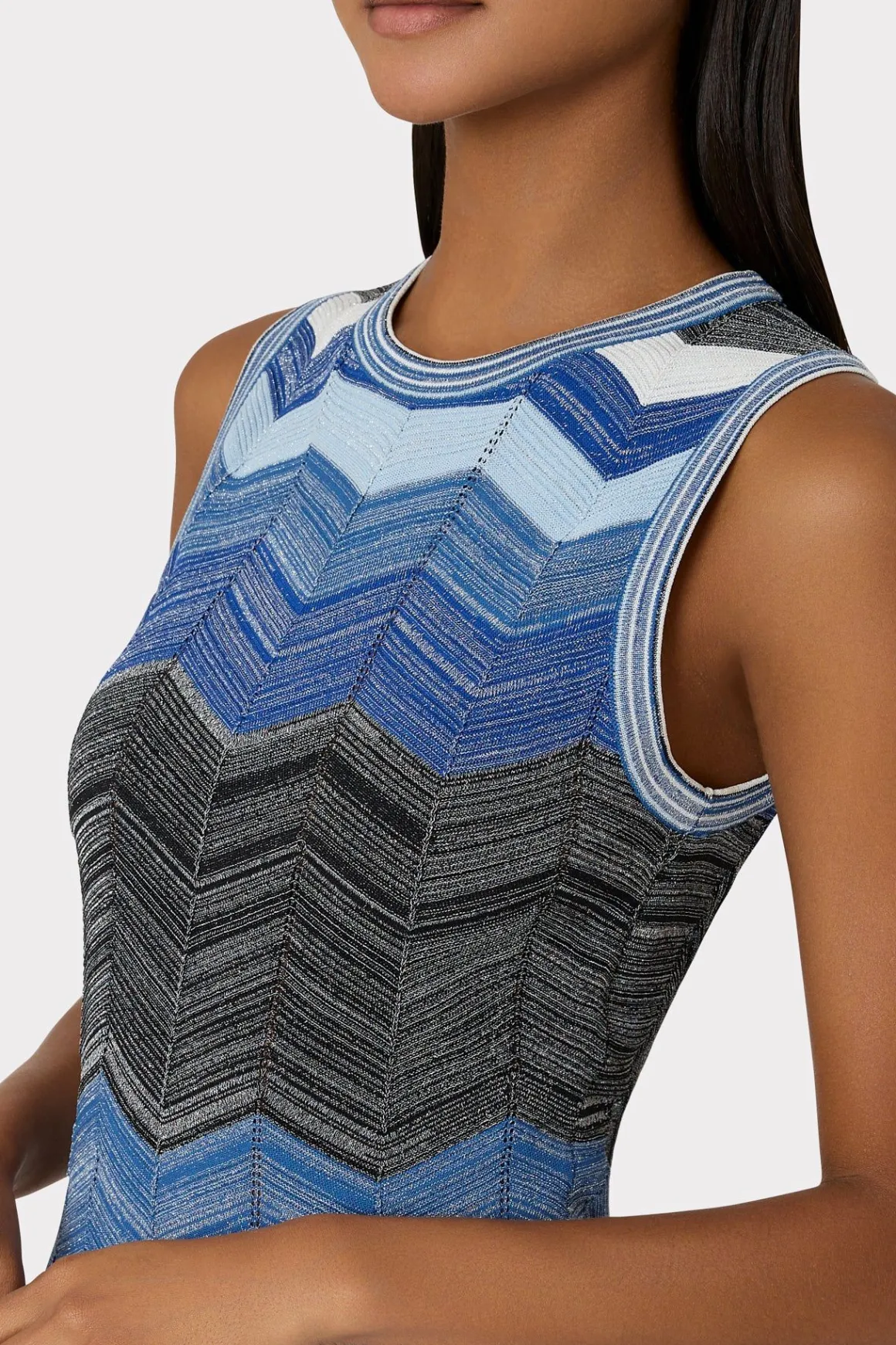 MILLY Sweaters & Knits-Zig Zag Knit Mini Dress Navy Multi