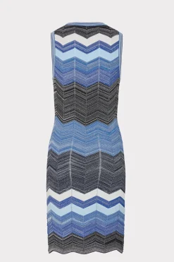 MILLY Sweaters & Knits-Zig Zag Knit Mini Dress Navy Multi
