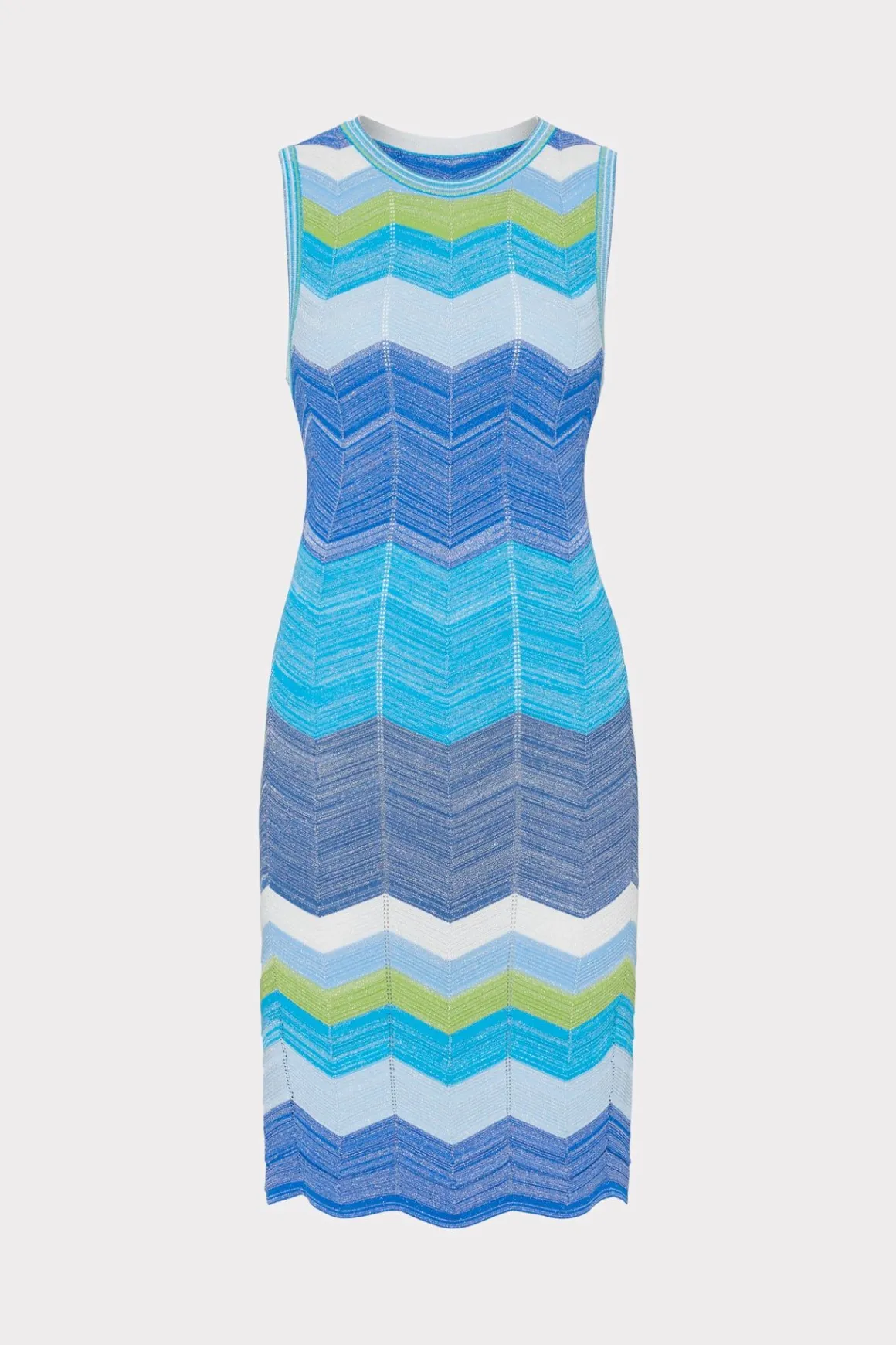 MILLY Jumpsuits & Rompers-Zig Zag Knit Mini Dress Blue Multi